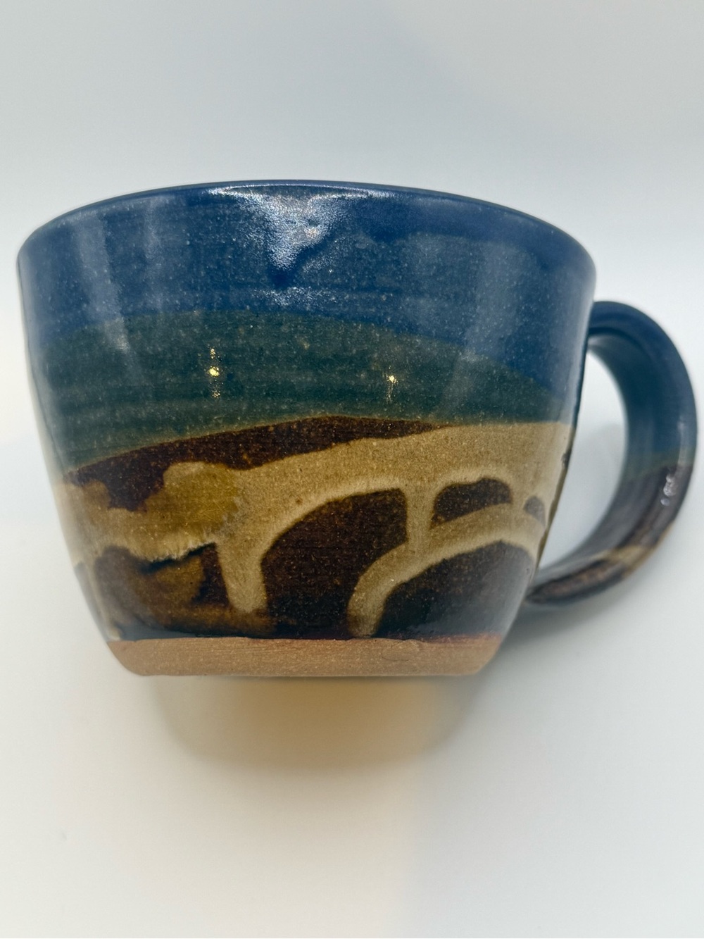 Hand Crafted Blue and Brown Drip-Glaze Ceramic Mug